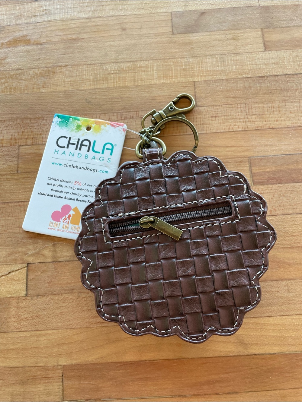 Chala Leather Sunflower Bag Charm with Bee Accent in Orange & Yellow - Picture 2 of 3